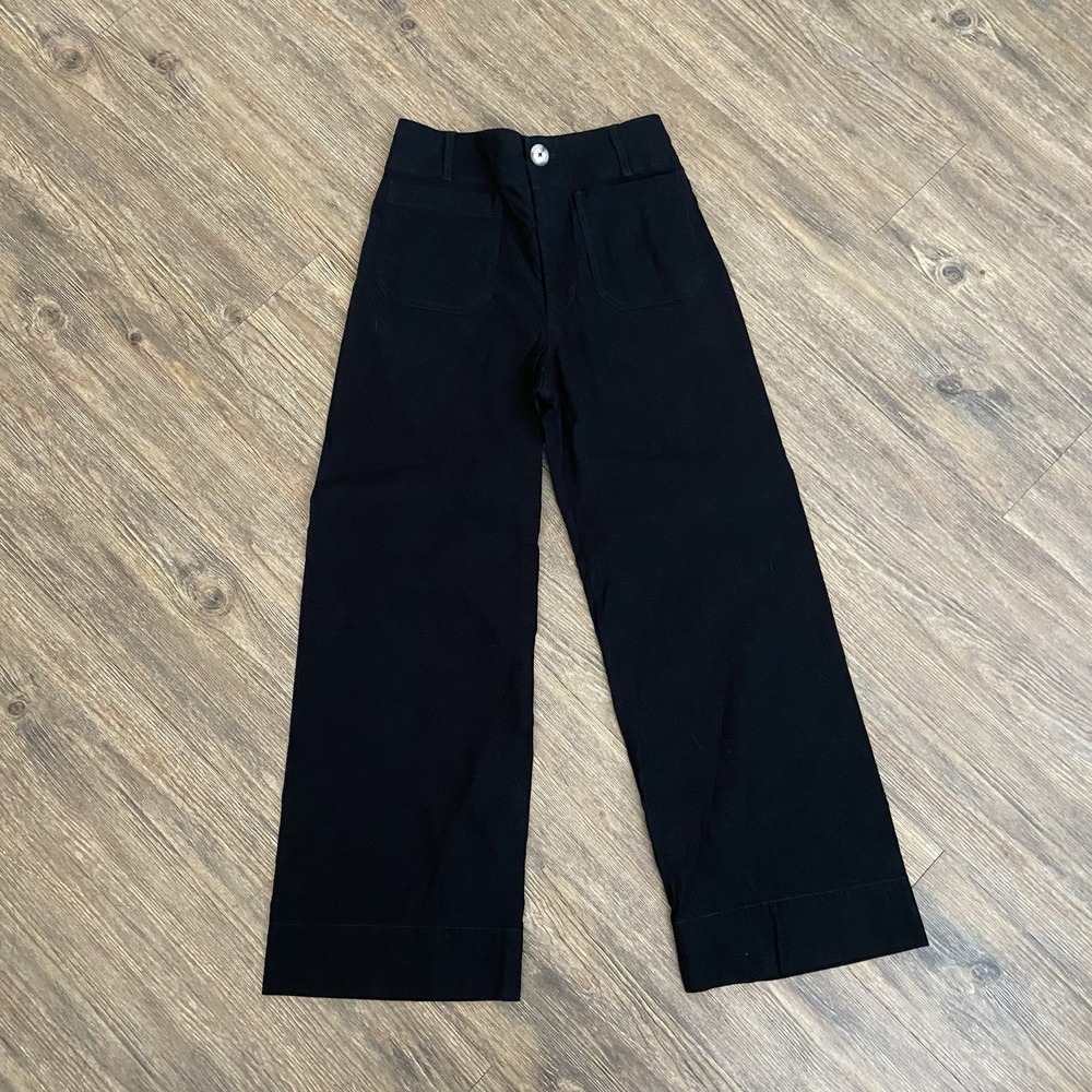 Anthropologie The Colette Crop Wide-Leg Black Pants by Maeve 25 - Picture 3 of 9